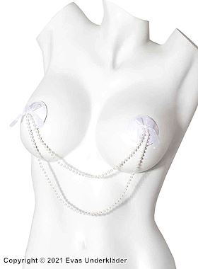 Self-adhesive nipple cover/patch, bows, pearls